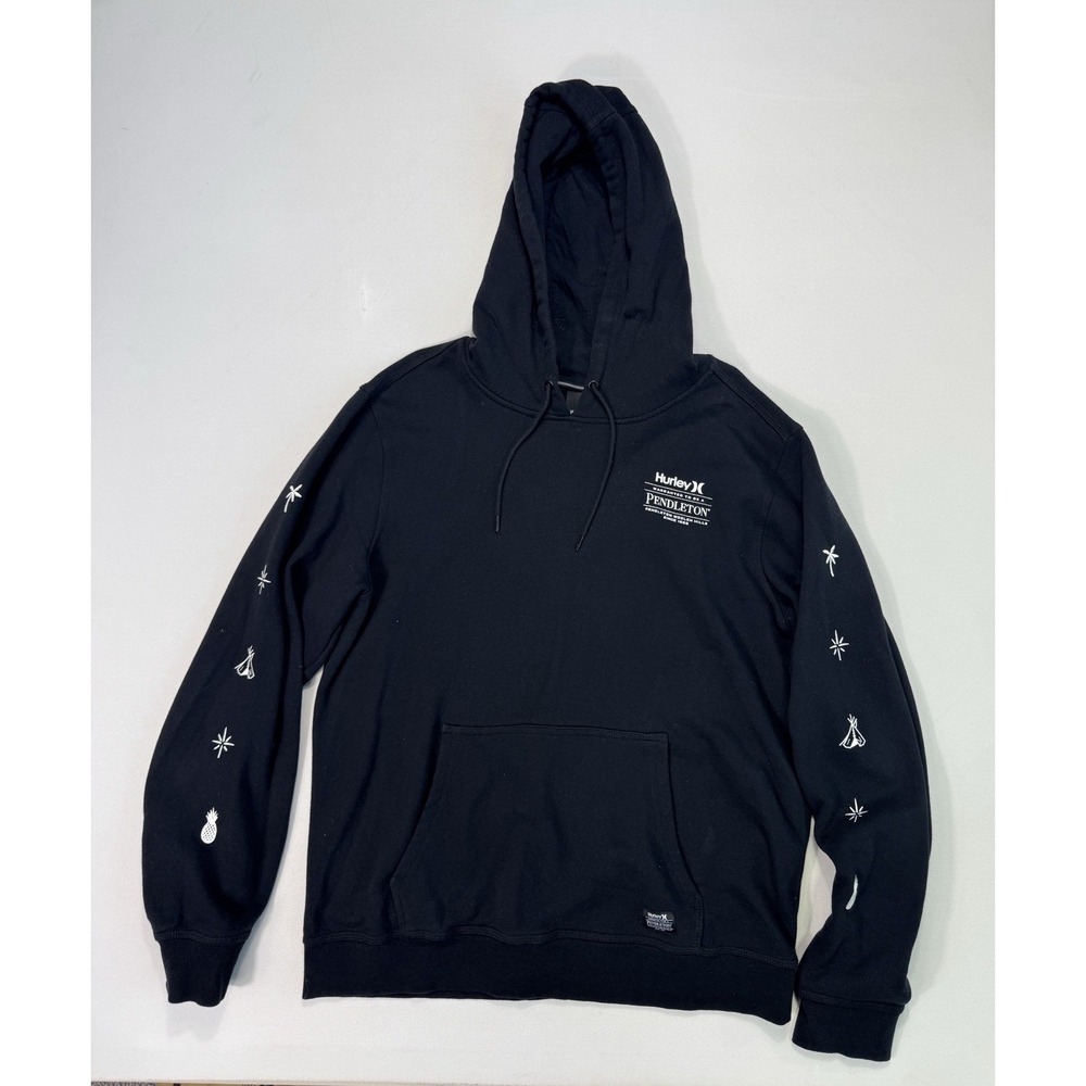 Hurley Pendleton Black Pullover Hoodie Mens Large Logo Outdoor Fleece MFT0008460